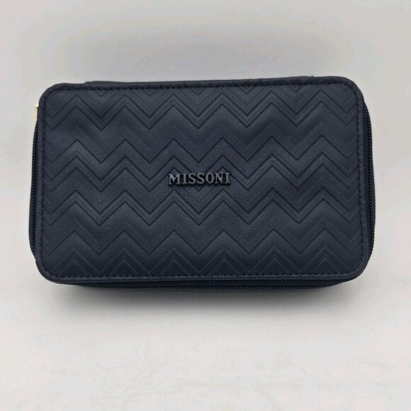 NWOT Missoni Exclusive Delta One Travel Case Blue Wave Zippered Navy Set Of Four - Picture 1 of 9
